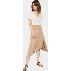 Parfois - Spódnica. Brązowe spódniczki damskie Parfois, l, bez wzorów, z elastanu, z podwyższonym stanem, midi, asymetryczne. Za 119.90 zł.