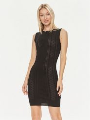 Guess Sukienka dzianinowa Es Sl Adaline W4GK11 Z2U00 Czarny Slim Fit. Czarne sukienki damskie Guess, l, z aplikacjami, z dzianiny, bez kołnierzyka, bez ramiączek. Za 279.99 zł.