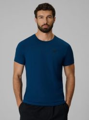 4F T-shirt slim gładki męski - granatowy M. Niebieskie t-shirty męskie 4f, m, bez wzorów, z bawełny, bez kołnierzyka. Za 59.99 zł.