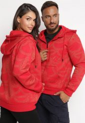 Czerwona Bluza z Polarem i Kapturem Oemret. Czerwone bluzy z kapturem męskie Born2be, l, z dzianiny. Za 79.99 zł.