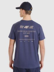 4F T-shirt regular z nadrukiem męski - szary L. Szare t-shirty męskie 4f, l, bez wzorów, z bawełny, bez kołnierzyka. W wyprzedaży za 39.99 zł.