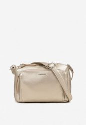 Złota Torebka Trzykomorowa w Stylu Listonoszki Jenelira. Żółte shopper bag damskie Renee, bez wzorów, z jeansu, bez dodatków. Za 129.99 zł.