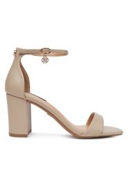Nine West Sandały WFA2647-1 Beżowy. Brązowe sandały damskie Nine West, bez wzorów, ze skóry, bez obcasa, na słupku. Za 229.99 zł.