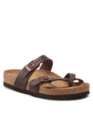 Birkenstock Japonki Mayari 0171321 Brązowy. Brązowe klapki damskie Birkenstock, bez wzorów, z nubiku, bez obcasa. Za 399.99 zł.