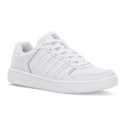 Sneakersy męskie K-Swiss Court Palisades buty sportowe skórzane białe. Białe buty sportowe na co dzień męskie K-Swiss, bez zapięcia. Za 179.00 zł.