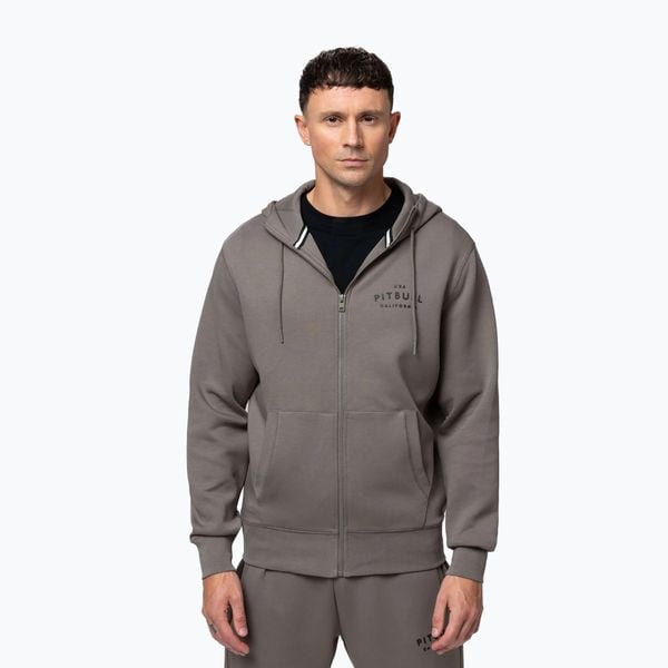 Bluza męska Pitbull Sampson Hooded Zip Sweatshirt. Szare bluzy sportowe męskie PITBULL, bez wzorów, z bawełny, eleganckie, bez kołnierzyka, bez ramiączek. Za 229.99 zł.