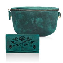 Zestaw skórzany portfel i nerka PAOLO PERUZZI ZUP-55-GR zielony. Zielone portfele damskie Paolo Peruzzi, bez wzorów, z materiału. Za 239.99 zł.