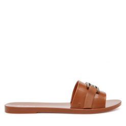 Klapki Melissa. Brązowe klapki damskie Melissa, bez wzorów, bez obcasa. Za 199.99 zł.