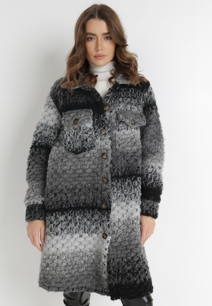 Szary Płaszcz Wełniany Yoralin. Szare płaszcze damskie Born2be, na jesień, bez wzorów, z dzianiny, vintage. Za 199.99 zł.