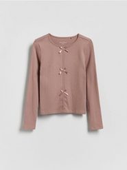 Koszulka z kokardkami - beżowy. Brązowe koszulki dziewczęce Reserved, bez wzorów, z bawełny, bez ramiączek. Za 32.99 zł.