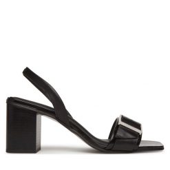 Sandały Calvin Klein. Czarne sandały damskie CALVIN KLEIN, bez wzorów, bez obcasa, na słupku. Za 379.99 zł.