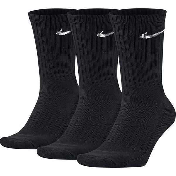 Sportowe skarpetki Nike 3-pak Crew SX4508. Czarne skarpetki damskie Nike, bez wzorów. W wyprzedaży za 49.00 zł.