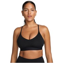 Biustonosz sportowy damski Lndy Light Support Women. Czarne biustonosze sportowe damskie Nike, bez wzorów, z elastanu. Za 154.85 zł.