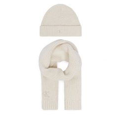 Zestaw szalik i czapka Calvin Klein Jeans. Białe czapki zimowe damskie Calvin Klein Jeans, z jeansu. Za 209.99 zł.