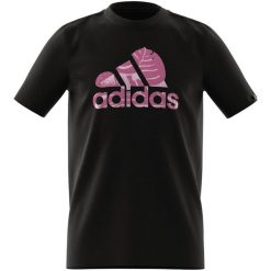 Dziecięca Koszulka adidas Badge of Sport Nature Lifestyle. Czarne bluzki sportowe damskie Adidas, uniwersalny, z bawełny, bez kołnierzyka, bez ramiączek. Za 75.99 zł.