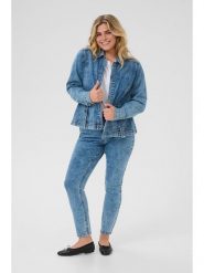 KAFFE curve Kurtka dżinsowa w kolorze niebieskim rozmiar: 42. Niebieskie kurtki damskie KAFFE curve, bez wzorów, bez kaptura. Za 217.99 zł.