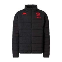 Kurtka puchowa OGC Nice Mikeli 2025/26. Czarne kurtki męskie Kappa, na zimę, l, z aplikacjami, z materiału, sportowe, bez kaptura. Za 382.80 zł.