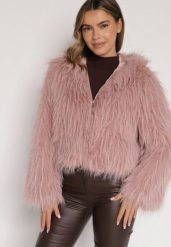 Różowa Kurtka Futerko na Suwak z Kapturem Zetale. Czerwone kurtki damskie Born2be, m, bez wzorów, z dzianiny, z kapturem. Za 239.99 zł.