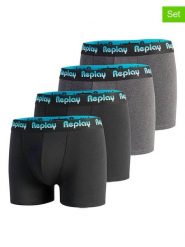 Replay Underwear Bokserki (4 pary) w kolorze szarym i czarnym rozmiar: XXL. Czarne bokserki męskie Replay Underwear, bez wzorów. Za 86.99 zł.