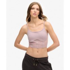 Top Sportowy Tech. Fioletowe topy sportowe damskie Superdry., bez wzorów, bez ramiączek. W wyprzedaży za 146.00 zł.
