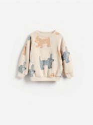 Bluza z nadrukiem - beżowy. Brązowe bluzy i bluzki niemowlęce Reserved, bez wzorów, z bawełny, bez ramiączek, bez kaptura. Za 39.99 zł.
