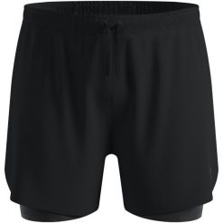 Spodenki męskie Odlo 2-in-1 short ZEROWEIGHT 3 INCH PRINT. Czarne szorty męskie Odlo, na lato, z aplikacjami, z elastanu. Za 339.99 zł.