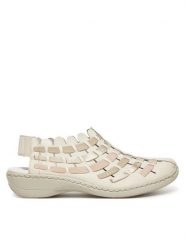 Rieker Sandały 413V8-60 Beżowy. Brązowe sandały damskie Rieker, bez wzorów, bez obcasa, na płaskiej podeszwie. Za 319.99 zł.