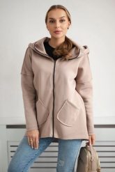Bluza ocieplana z dłuższym tyłem i kieszeniami ciemno beżowa. Brązowe bluzy z kapturem damskie KESI, l, z bawełny. Za 198.65 zł.