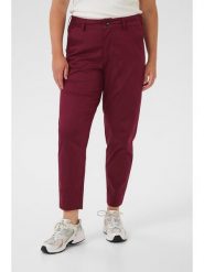 KAFFE curve Spodnie chino w kolorze bordowym rozmiar: 42. Czerwone spodnie materiałowe damskie KAFFE curve, bez wzorów, z podwyższonym stanem. Za 113.99 zł.