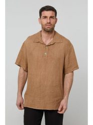 Rodier Lin Lniana koszulka polo w kolorze karmelowym rozmiar: M/L. Brązowe koszulki polo męskie Rodier Lin, l, bez wzorów, ze lnu, bez ramiączek. Za 123.25 zł.