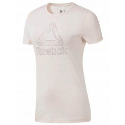 KOSZULKA T-shirt na co dzień damska REEBOK bawełna. Czerwone t-shirty damskie Reebok, bez wzorów, z bawełny, bez kołnierzyka. Za 49.00 zł.