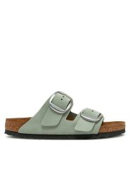 Birkenstock Klapki Arizona Big Buckle 1029311 Zielony. Zielone klapki damskie Birkenstock, bez wzorów, z nubiku, bez obcasa. Za 479.99 zł.