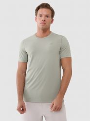 4F Koszulka treningowa regular szybkoschnąca męska - khaki XXL. Brązowe t-shirty sportowe męskie 4f, m, z dzianiny, bez ramiączek, na fitness i siłownię. Za 129.99 zł.