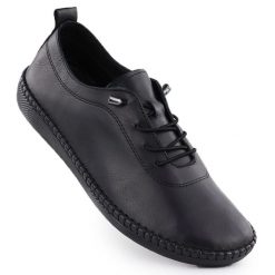 Skórzane półbuty damskie czarne T.Sokolski 2023 FL. Czarne półbuty damskie T.Sokolski, bez wzorów, ze skóry, bez obcasa. Za 209.99 zł.