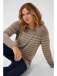 KAFFE curve Sweter "Linia" w kolorze szarobrązowym rozmiar: XL. Brązowe swetry klasyczne damskie KAFFE curve, xl, bez kołnierzyka. Za 82.99 zł.