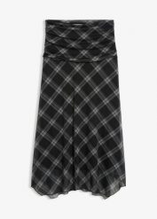 Spódnica z dżerseju z cienkiej siateczki. Czarne spódniczki damskie bonprix, bez wzorów, z dżerseju. Za 139.99 zł.