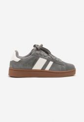 Ciemnoszare Buty Sportowe z Naturalnego Zamszu z Przeszyciami Palaviela. Szare buty sportowe na co dzień męskie Born2be, z jeansu, bez zapięcia. Za 159.99 zł.