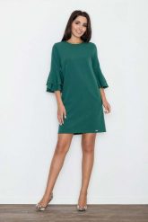Zielona Elegancka Sukienka z Hiszpańskim Rękawem. Zielone sukienki damskie Figl, l, bez wzorów, z materiału, eleganckie, bez kołnierzyka, bez ramiączek. Za 269.00 zł.