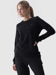 4F Bluza dresowa nierozpinana bez kaptura damska - czarna XS. Czarne bluzy bez kaptura damskie 4f, xs, z bawełny. W wyprzedaży za 99.99 zł.