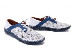 MANITU 840074-05 blau, półbuty damskie. Niebieskie półbuty damskie Manitu, bez wzorów, ze skóry, bez obcasa. Za 255.92 zł.