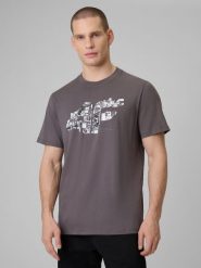 4F T-shirt regular z nadrukiem męski - szary 3XL. Szare t-shirty męskie 4f, m, bez wzorów, z dzianiny, bez kołnierzyka. Za 59.99 zł.