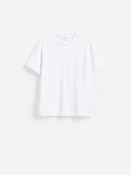 T-shirt boxy z bawełną - biały. Białe t-shirty męskie Reserved, l, bez wzorów, z bawełny, bez kołnierzyka. Za 79.99 zł.