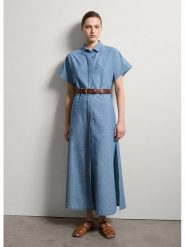 STEFANEL Sukienka w kolorze błękitnym rozmiar: L. Niebieskie sukienki damskie Stefanel, l, bez wzorów, z bawełny, bez kołnierzyka, bez ramiączek, maxi. Za 260.99 zł.