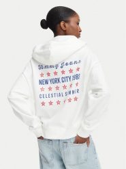 Tommy Jeans Bluza Star Novelty DW0DW23484 Biały Boxy Fit. Białe bluzy bez kaptura damskie Tommy Jeans, l, z bawełny. Za 489.99 zł.