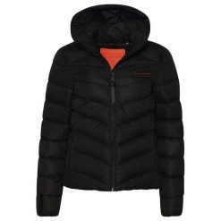 Damska kurtka z kapturem z mikrofibry Superdry. Czarne kurtki damskie Superdry., na zimę, bez wzorów, z mikrofibry, z kapturem. Za 490.65 zł.