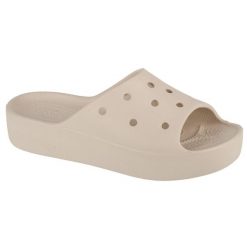 Klapki damskie Crocs Platform Slide. Szare klapki damskie Crocs, bez wzorów, z materiału, bez obcasa. Za 295.00 zł.