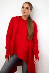 Bluza rozkloszowana u dołu czerwona. Czerwone bluzy z kapturem damskie KESI, l, z bawełny. Za 238.37 zł.