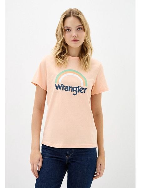 Wrangler Koszulka w kolorze pomarańczowym rozmiar: L. Pomarańczowe bluzki damskie Wrangler, l, bez wzorów, z bawełny, bez kołnierzyka, bez ramiączek. Za 56.99 zł.