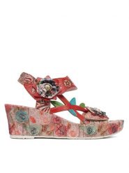 Laura Vita Sandały Facdiao 42 Czerwony. Czerwone sandały damskie Laura Vita, bez wzorów, ze skóry, bez obcasa, na koturnie. Za 449.99 zł.