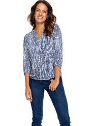 WITT WEIDEN Bluzka w kolorze granatowo-białym rozmiar: 40. Białe bluzki damskie WITT WEIDEN, bez wzorów, z wiskozy, bez kołnierzyka, bez ramiączek. Za 48.05 zł.